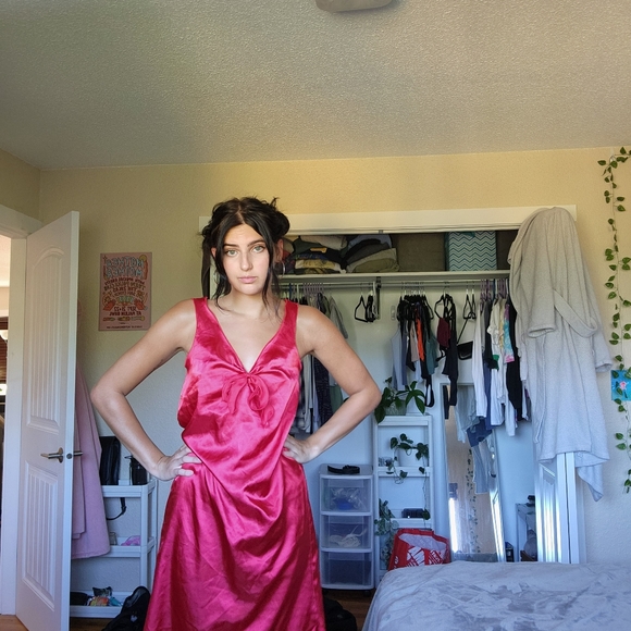 Red shiny Jessica Intimates slip dress - Picture 8 of 9